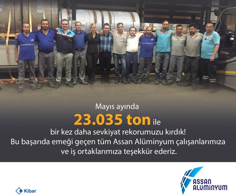 Mayıs ayında 23.035 ton ile bir kez daha sevkiyat rekorumuzu kırdık!