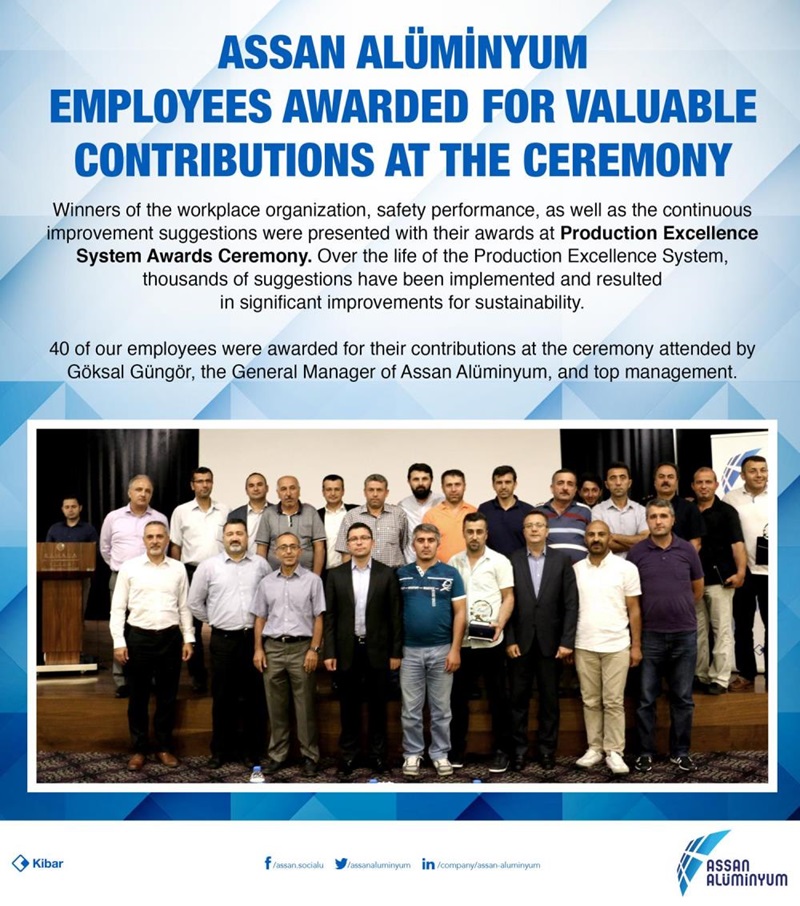 Assan Alüminyum, Employees awarded for valuable contributions at the ceremony
